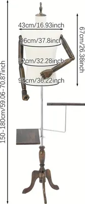 Immagine prodotto di Manichino da vetrina, parte superiore del corpo - Appendiabiti / Attrezzatura per abiti - Legno - Con mani - Stile europeo antico - Supporto a treppiede autoportante