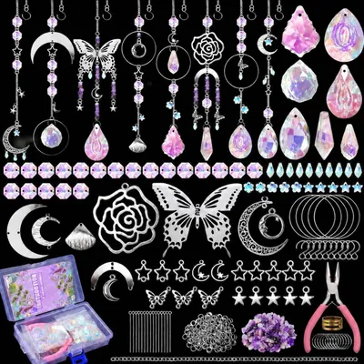 Produktbild von Sonnenfänger Bastelset 400 Teile Kristall mit Schmetterling Rose Mond Sternen DIY für Erwachsene