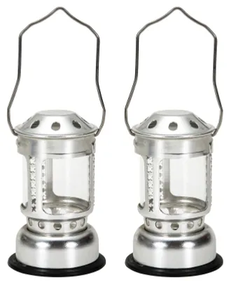 Kerzenlaterne aus Aluminium, 2 Stück, für Camping & Nachtangeln