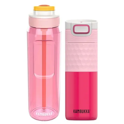 Obrázek produktu pro Láhev s brčkem Lagoon 1000 ml + termohrněk Etna Grip 500 ml Sada láhve + termosky Kambukka Pinky