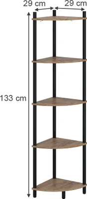 Produktbild von Eckregal Vicco Bivio Goldkraft Eiche/Anthrazit 29 x 133 cm mit 5 Ablagefächern, Model 57474