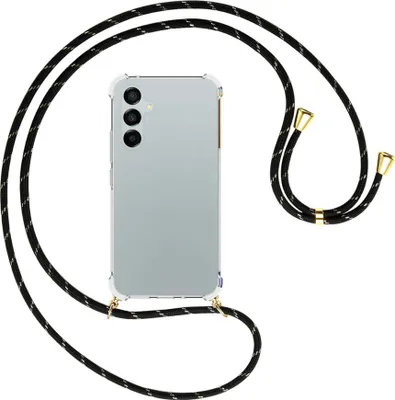 Produktbild von Handykette Backcover-Schutzhülle mit Band (Metall goldfarben) für Samsung Galaxy A54 5G (6.4'') - schwarz/gold