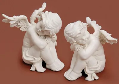 Produktbild von Dekofigur Engel sitzend Kunstharz creme H.24 cm Stückpreis