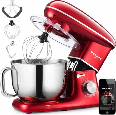 Produktbild von Planetenküchenmaschine Mixer 3 Rührwerke Schüssel 6.2L Leistungsstark + Rezepte