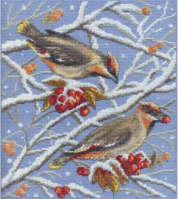 Produktbild von Panna-Kreuzstich-Set „Seidenschwänze“, 21 x 25 cm, Zählvorlage