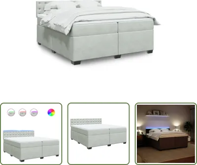 Produktbild von The Living Store Boxspringbett mit Matratze Hellgrau 200x200 cm Samt