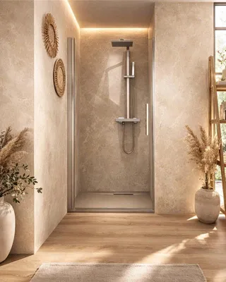 Immagine prodotto di Nicchia doccia 100 cm a battente in vetro temperato 6 mm 195 H cromo Linje