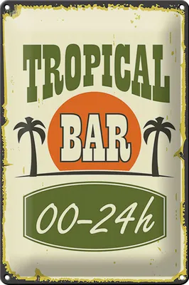 Produktbild von Blechschild Alkohol 20x30cm Tropical Bar 00 - 24 h