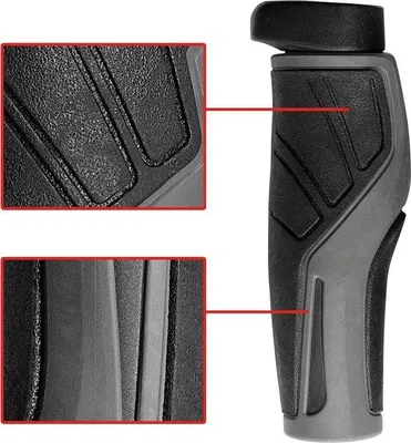 Produktbild von Famanu Ergonomische Fahrradgriffe - 220 mm Lenkerdurchmesser - Kratonrubber (TPE)