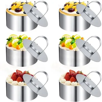 Produktbild von 6 Stück Backformen, Rostfreier Rund DIY-Bäckereibehälter, Backform, Backen, Durchmesser 8CM