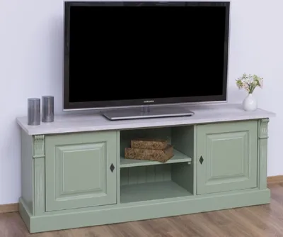 Produktbild von Casa Padrino Landhausstil TV Schrank Grün / Grau 160 x 46 x H. 60 cm - Massivholz Sideboard - Landhausstil Wohnzimmer Möbel