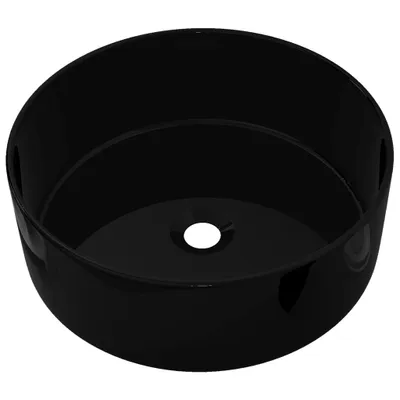 Image de vidaXL Lavabo en céramique rond noir 40 x 15 cm