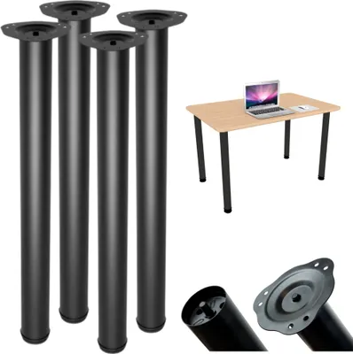 Produktbild von Verstellbare Stahlbeine 71 cm mit Montageplatte, schwarz, 4 Stück