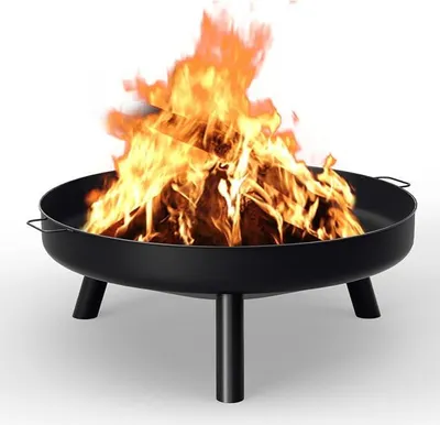 Imagen del producto de Hoguera de 80 cm, brasero para jardín con asas y patas desmontables, hoguera de acero inoxidable, transportable, cesta para fuego para camping, fogata