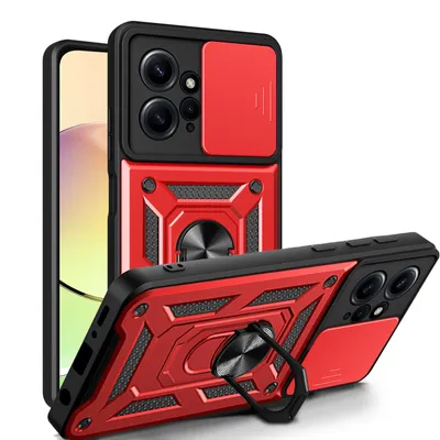 Produktbild von Outdoor Panzer Hülle Xiaomi Redmi Note 12 4G Handyhülle Kameraschutz Ringhalter Rot