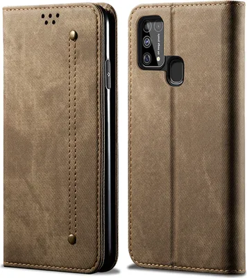 Immagine prodotto di Custodia Galaxy M21S, Custodia a portafoglio in pelle con chiusura magnetica e supporto per Samsung Galaxy M21S Khaki