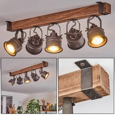 Produktbild von Villanuova moderne Deckenlampe aus Holz/Metall in Braun/Schwarz