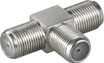 Produktbild von F-Adapter, T-Stück: F-Buchse > doppelt F-Buchse Adapter-Buchse aus Zink