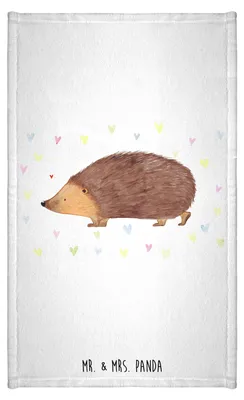 Produktbild von Mr. & Mrs. Panda Handtuch Igel Herzen - Weiß - Geschenk, Herz, Leben, Kuss, Frotteehandtuch, Lustige Sprüche, frottierhandtuch, gästehandtuch klein, baumwolle, Liebe