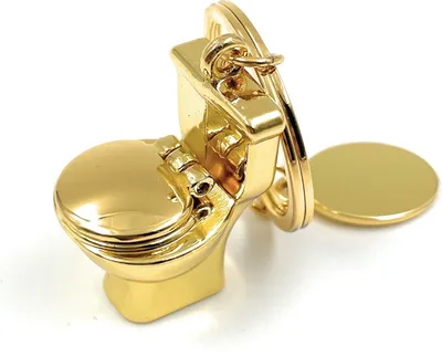 Produktbild von Onwomania Klo Toilette Schlüsselanhänger Metall Glücksbringer in Alu Geschenkbox, ideal zum Verschenken