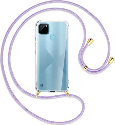 Produktbild von Handykette Backcover-Schutzhülle mit Band (Metall goldfarben) für  Realme C21Y /C25Y - violett