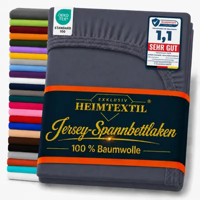 Produktbild von EXKLUSIV HEIMTEXTIL Jersey Spannbettlaken 120 x 200 cm Navyblau