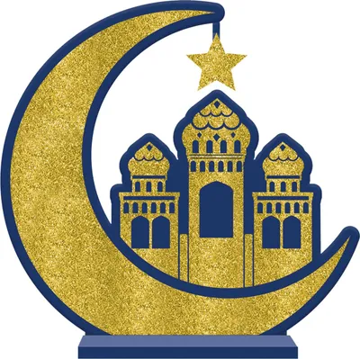 Produktbild von Ramadan Dekoration Gold glitzernd, symbolisches Motiv, 31x29cm, für Eid