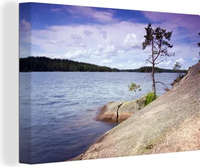 Obrázek produktu pro OneMillionCanvasses® - Obraz na plátně - 140x90 cm, Barevná obloha nad národním parkem Tiveden ve Švédsku, Nástěnné umění tisk nástěnné dekorace - Fotografie na plátně - Malba