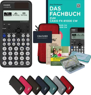 Produktbild von CALCUSO Streberpaket Rot mit Taschenrechner Casio FX-810DE CW ClassWiz