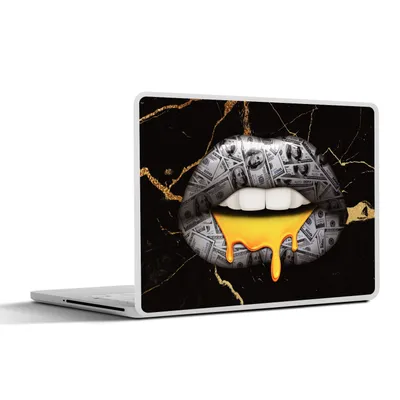 Produktbild von MuchoWow® Laptop Aufkleber Sticker Cover Lippen - Geld - Abstrakt 36.5x27.5 cm - Laptop-Sticker