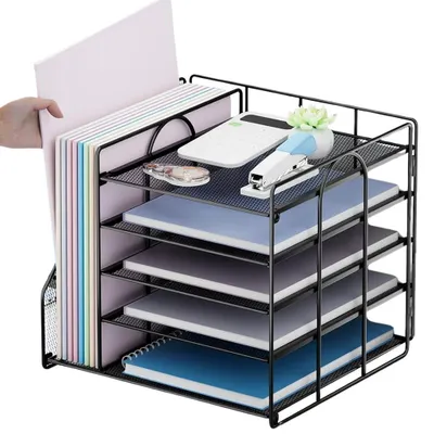 Produktbild von Organizer Schreibtisch Organizer mit Aktenhalter Büro Organizer,5-stufiger Papier Organizer Bürobedarf Schreibtischablage für Bürobedarf zu Hause