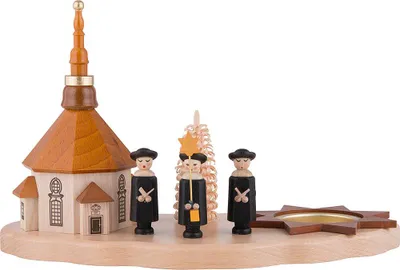 Produktbild von Teelichthalter mit Seiffener Kirche und Kurrende (13cm) von Dregeno Seiffen