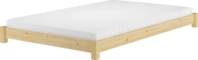 Produktbild von Breites, flaches Futonbett Einzelbett 120x200 Kiefer massiv V-60.51-12Rollrost und Matratze inkl.