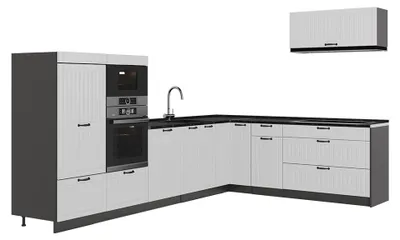 Productafbeelding van Hoekkeuken Vicco Fame-Line Wit Landhuis/Antraciet 327 x 227 cm zonder werkblad, Model 64379