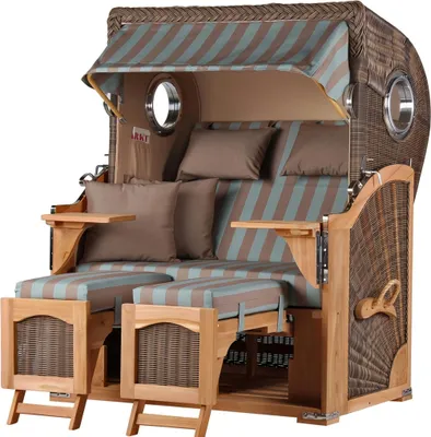 Produktbild von Strandkorb-Set - bene living - Ammersee Teak - PE grau- Modell 520 - inkl. Liftersystem