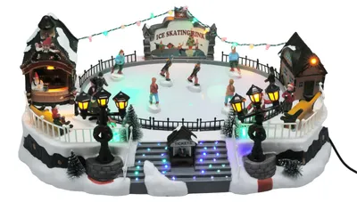 Produktbild von Weihnachtliche Szene mit beleuchtetem LED-Licht und Bewegung, Eisbahn, 40 × 27,5 × 17 cm