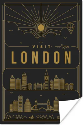 Produktbild von MuchoWow® Poster Stadtbild London - schwarz 40x60 cm - Plakate für die Wand - Poster Babyzimmer