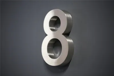 Produktbild von Hausnummer Premium Edelstahl in 3D Design Arial H20cmxT3cm V2A TOP(Arial 20cmx3cm Nr.8)