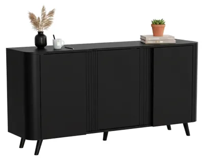 Image de Loreo - Buffet, 151x42x70h cm Noir, 3 Étagères