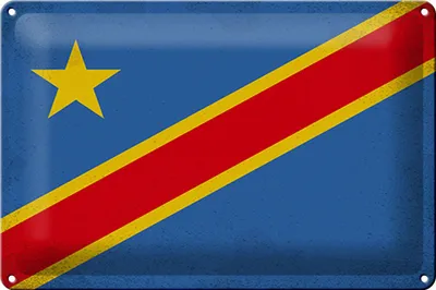 Produktbild von Blechschild Flagge DR Kongo 30x20cm Flag Congo Vintage
