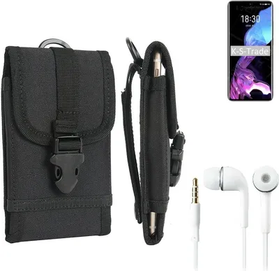 Produktbild von K-S-Trade Holster Schutz Hülle kompatibel mit Meizu 18 Gürteltasche Handy Hülle Tasche outdoor Seitentasche schwarz 1x + Kopfhörer