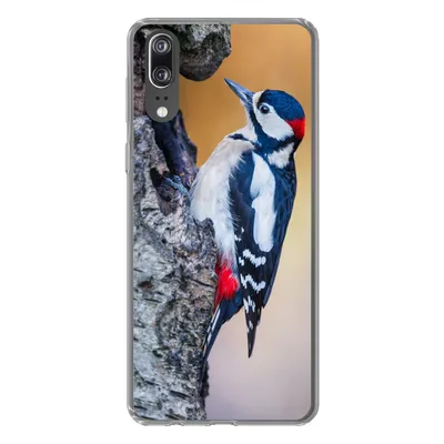 Produktbild von MuchoWow® Handyhülle Schutzhülle Hülle für Huawei P20 Nahaufnahme eines Buntspechts auf einem Baumstamm Silikon Softcase Handy Hülle - Hardcover