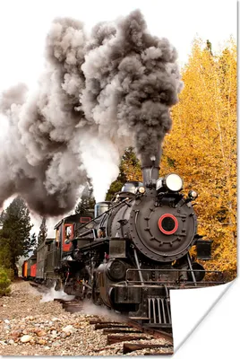 Produktbild von MuchoWow® Poster Dampflokomotive mit schönen Rauchfahnen 80x120 cm - Papierdruck