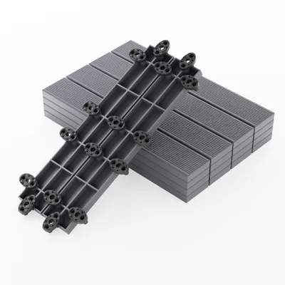 Produktbild von GUMI WPC Terrassendielen Terrassenfliesen Balkonfliesen Klickfliesen 50x8 cm – Komposit Klicksystem Stecksystem für Balkon und Terrasse | Grau