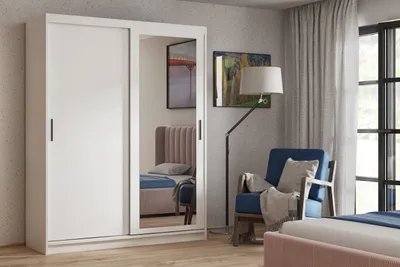 Produktbild von Masseno Schiebetürenschrank LISSIO 180/205/60cm 2-türig mit Spiegel Weiß