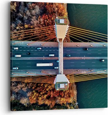 Produktbild von Bild auf Leinwand - Leinwandbild - Einteilig - Brücke Siekierkowski Warschau - 40x40cm - Wand Bild - Wanddeko - Wandbilder - Leinwanddruck - Bilder - Wanddekoration - Leinwand bilder - AC40x40-4663