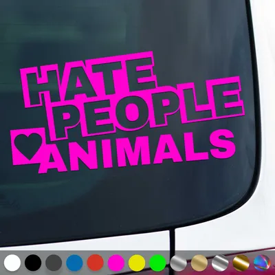 Produktbild von PantherPixel Hate People Aufkleber Love Animals Tierschutz Sticker Auto Geschenkidee Farbe Neon-Pink
