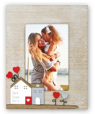 Fotolijst 10x15 cm, Holz, vertikal, Herz & Love-Schriftzug