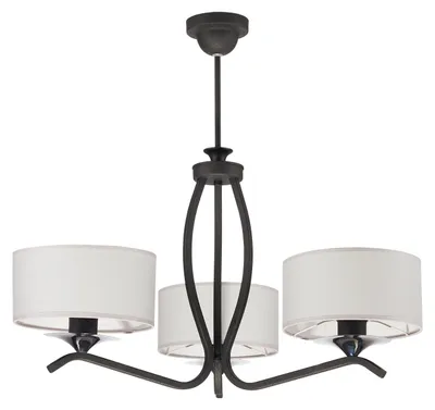 Image de Suspension KASZMIR gris graphite et blanc, 3xE27x40W, métal, dimensions : 64x66x66 cm, IP20, Jupiter