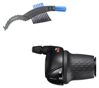 Produktbild von SHIMANO Nexus SL-C6000 Drehgriffschalter 8-Gang Rechts inkl. Schaltzug schwarz inkl. maxxi4you Fahrrad Kettenbürste
